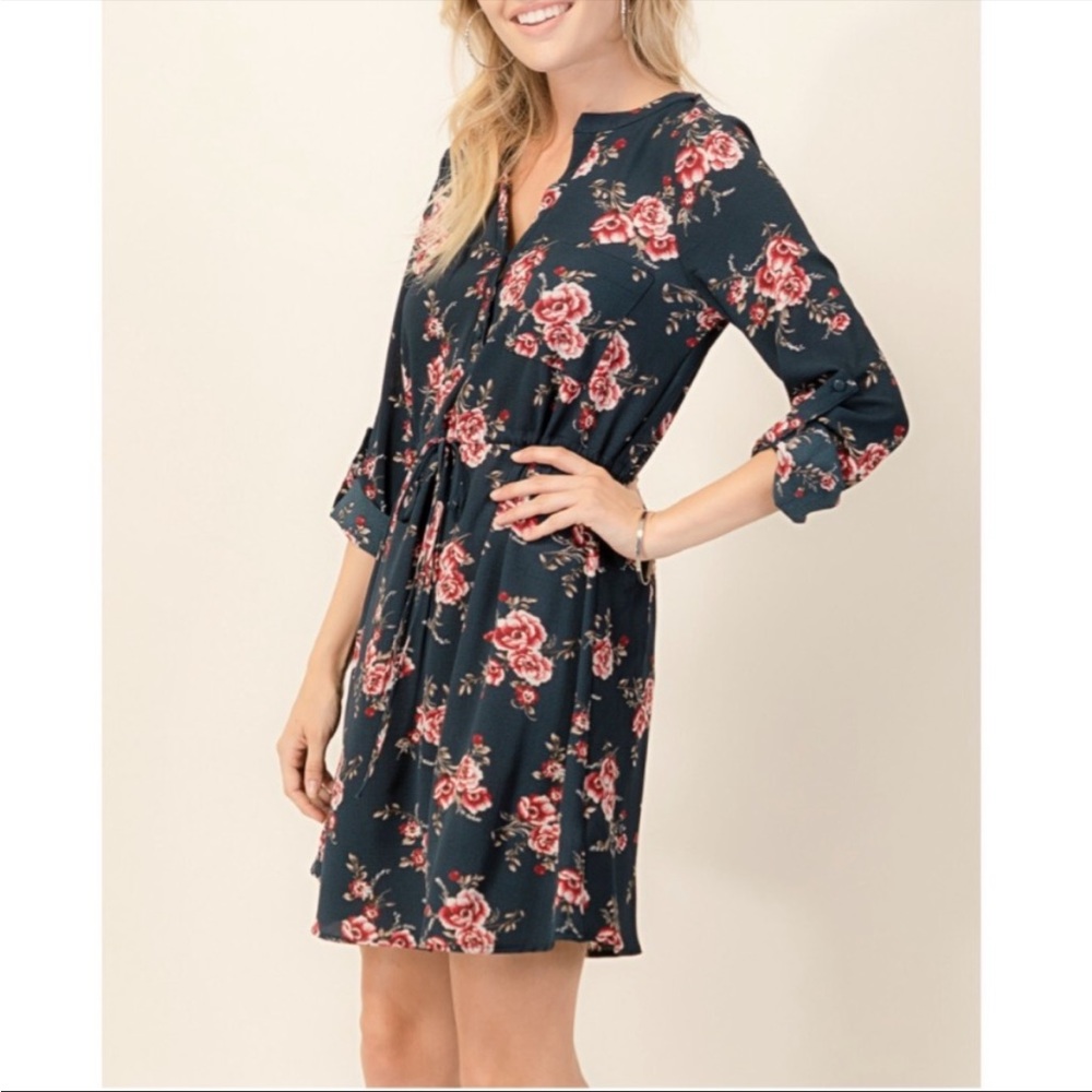 Floral Navy Mini Dress